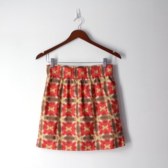 J Crew skirt with pockets Sz 0 cotton POPPI Abstract Print - Picture 2 of 9